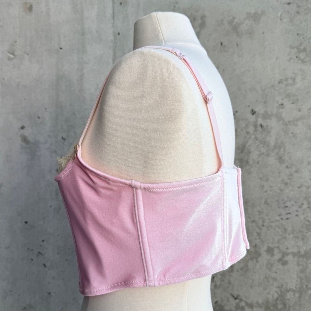 SKIMS Pink Velvet XL Corset Top Balletcore Coquette Bustier Festival Fairy - Picture 3 of 16